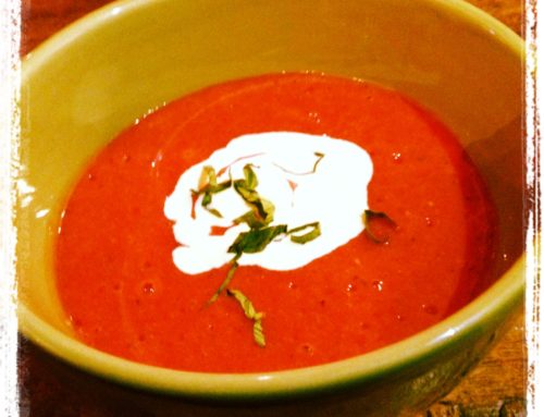 Strawberry Tomato Soup with Creme Fraiche